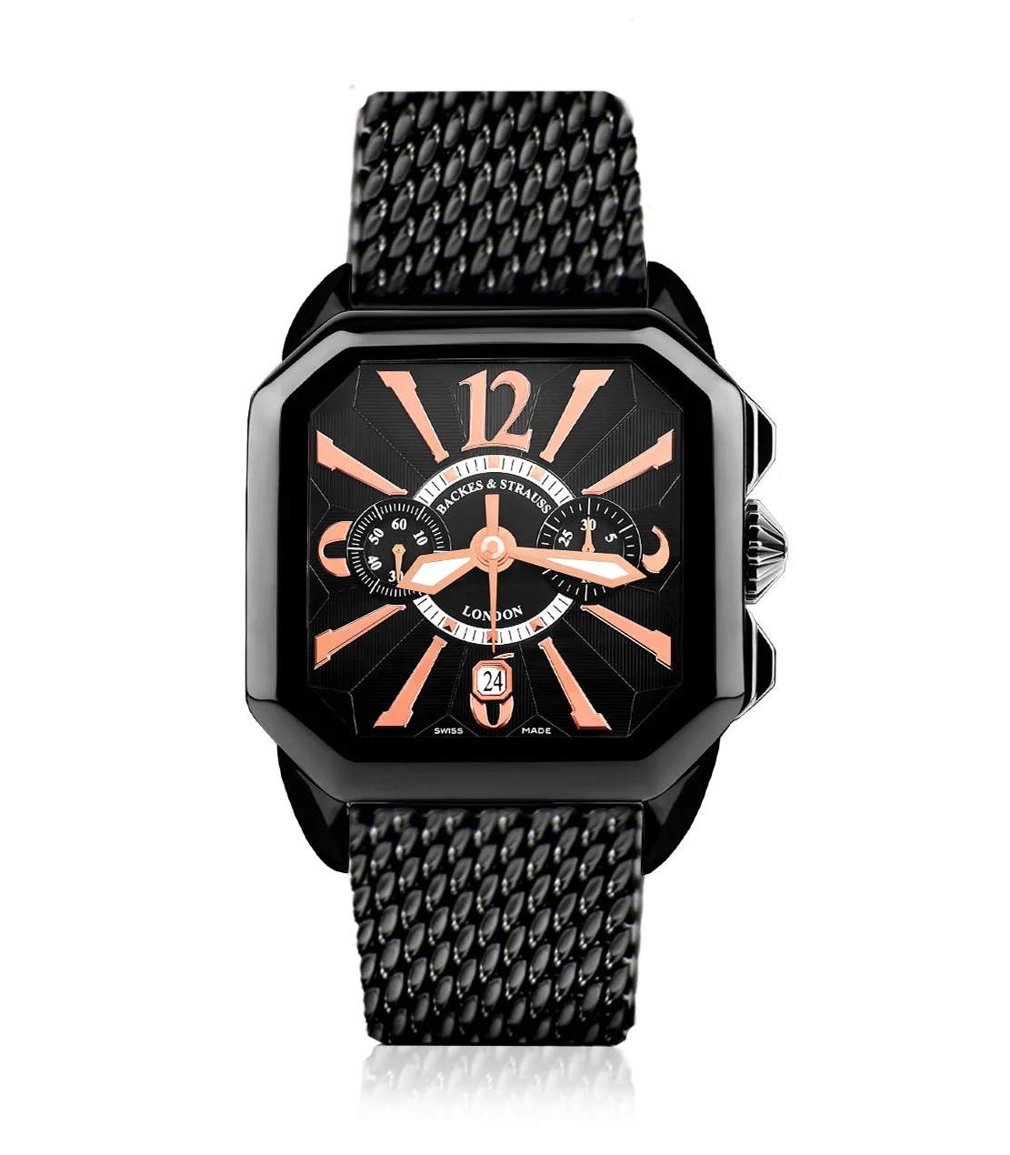 Berkeley 40 Chronograph Square Black PVD Luxury Swiss Automatic